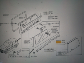 Sierstrip zijruit links Nissan Terrano2 R20 83821-0X000 Gebruikt.