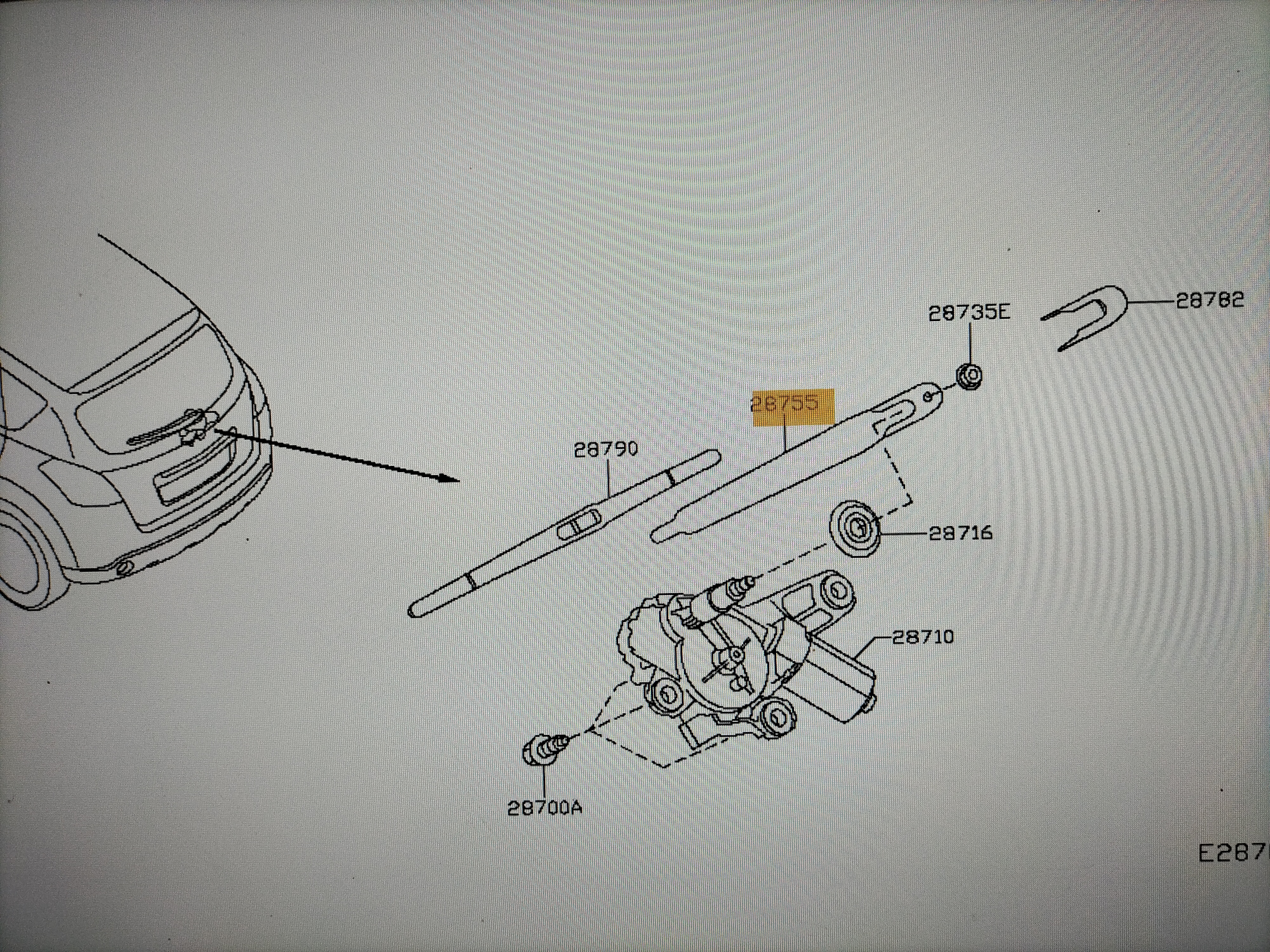 Arm assy-rear window wiper with wiper blade Nissan Qashqai J10/ JJ10 28781-JD00A + 28782-JD00A + 28790-JD00A New.