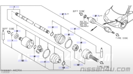 Aandrijfas links Nissan Micra CK12/ K12 39101-AY100