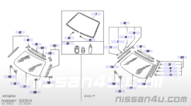 Afstandsplaatje voorruit Nissan 100NX B13 72714-50J05 Origineel.