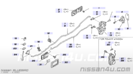 Deurgreep buitenzijde linksachter Nissan Bluebird 82605-D4000 T12/ T72 Gebruikt