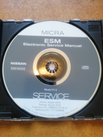 Electronic Service manual '' Model K12 series '' Nissan Micra K12 SM3E00-1K12E1E Gebruikt.