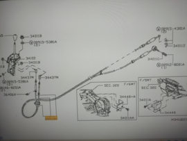 Cable assy-control, manual transmission Nissan 34413-MB400 Original.