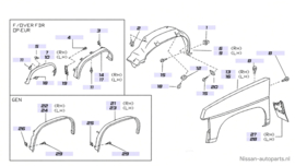 Fender-front, left-hand Nissan King Cab D21 63113-92G35 New.