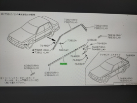 Sierlijst portier linksvoor Nissan Bluebird U11 80873-28E05 Origineel.