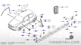 Weatherstrip-roof drip, right-hand Nissan Almera N16 76842-BM700