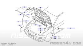 Motorkapscharnier Nissan Almera N15. Rechs. 65400-0M000