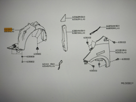 Binnenscherm linksvoor Nissan Micra K14 63840-5FB0A Gebruikt.