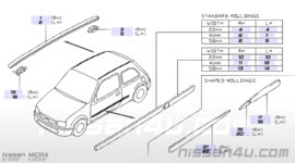 Daklijstset Nissan Micra K11 73852-4F100 + 73853-4F100