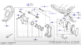 Hardware-kit remklauw vooras Nissan 41084-71J26 N16/ P11 Zonder ABS