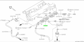 Tube fuel Nissan Micra K11 17520-41B02 Used part. 3 injectors.
