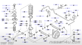 Veerpoot rechtsachter GA16DE/ GA16DS Nissan 100NX B13 55020-50Y02 + 55302-59C25 Gebruikt.