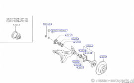 Draagarm linksachter Nissan 280ZX S130 55502-P9100 + 43213-S8000 +38162-W1200 Gebruikt.