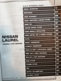 Service manual '' Model C32 series '' SM5E-0C32G1 Nissan Laurel C32 Gebruikt.