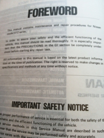 Service manual '' model S12 series'' Nissan Silvia S12 SM4E-0S12G0 Gebruikt.