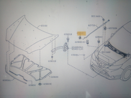 Montageplug motorkapstang Nissan Qashqai J11 65773-CY00B Origineel