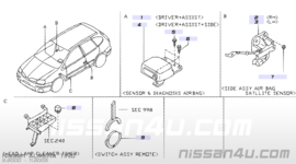 Sensor-side air bag, left-hand Nissan Almera Tino V10 98831-BU200