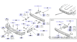 Voorbumper Nissan 280ZX S130 62050-P9120 + 62001-P9400 Gebruikt.