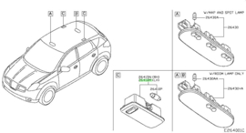 Interieurlamp linksachter Nissan Qashqai J10/ JJ10 26465-JD00C Origineel.
