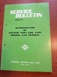 Service bulletin Nissan Datsun volume 275. Introduction of Datsun 160J and 140J ( Model A10 series) Datsun Violet A10