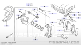 Remklauwrevisieset vooras Nissan 41120-71J25 N16/ P10/ P11/ WP11 Origineel.