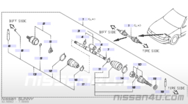 Aandrijfas links Nissan 39101-60Y05 B13/ N14