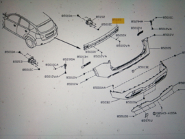 Bumperbalk achterbumper Nissan Qashqai J12 H5030-6UAMA (85030-6UA0A) Gebruikt.