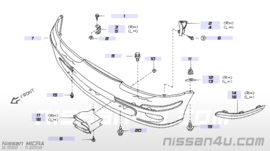 Afdekkap mistlampgat rechts Nissan Micra K11 62256-1F500