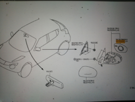 Spiegelglas links Nissan Juke F15 96366-1KA0A gebruikt. (Mirror glass left Nissan Juke F15 used)