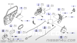 Afdekkap deurgreephendel binnenzijde links Nissan Almera (Tino) 80683-BM610 N16/ V10