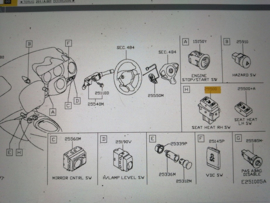 Schakelaar stoelverwarming bestuurdersstoel Nissan Juke F15 25500-1EA1A