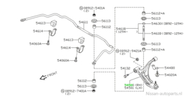 Extension compl-knuckle arm + Knuckle assembly, right-hand Nissan Micra K11 54500-4F105 + 40014-50B01 Used part.