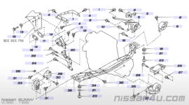 Montagebeugel motorsteunrubber Nissan 11356-0M000 B13/ N14/ Y10 Gebruikt.