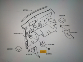 Afdekkap interieur links Nissan Leaf ZE0 66901-3NL0B Origineel.