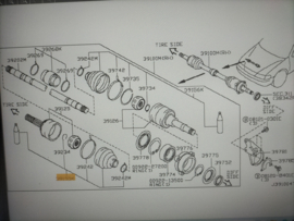 Aandrijfashoesset wielzijde Nissan 39241-5V125 CA33/ D22/ R50/ T30/ V10 Nieuw.