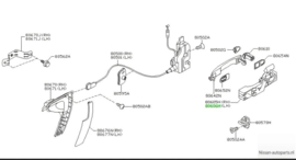 Montagesteun deurgreep buitenzijde links Nissan Primera P12 80611-AV600 Gebruikt.