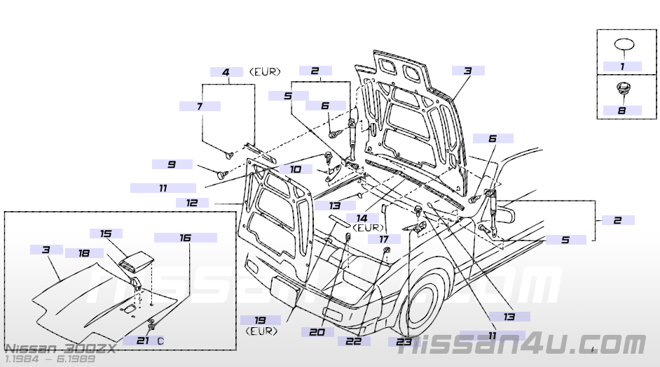 Hood Nissan 300ZX Z31 65100-07P00 New.