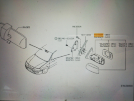 Mirror door, right-hand Nissan Primera P11 96301-2F427 (96301-2F401) Used part.