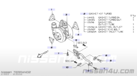 Pakking turbo ZD30 Nissan 15196-2W200 R20/ Y61 Origineel.