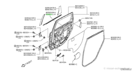 Sierlijst buitenzijde achterportier links Nissan Note E11 82821-9U000 Origineel.