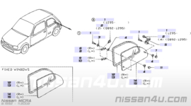 Zijruit links Nissan Micra K11 83313-4F100