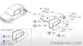 Zijruit rechts Nissan Micra K11 83312-4F100