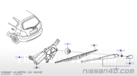 Montagebout ruitenwissermotor achterklep Nissan Almera N16 28899-BM400 Gebruikt.