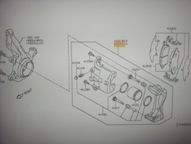 Remklauw linksvoor Nissan 41011-1HA0A E12/ K14 Gebruikt.