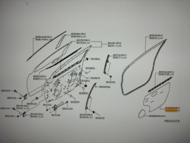 Screen-sealing, front left-hand Nissan Micra K14 80861-5FA1A Used part.