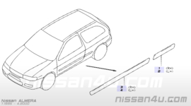 Sierlijst linksachter Nissan Almera N15 78873-0N000