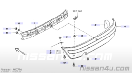Bumperbalk achterbumper Nissan Micra K11 85030-50B30