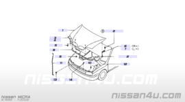 Afdichtrubber motorkap linksvoor Nissan Micra K11 65821-6F610 Gebruikt.