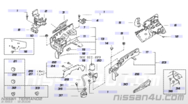 Spatscherm linksvoor Nissan Terrano2 R20 64837-0X801 Gebruikt.