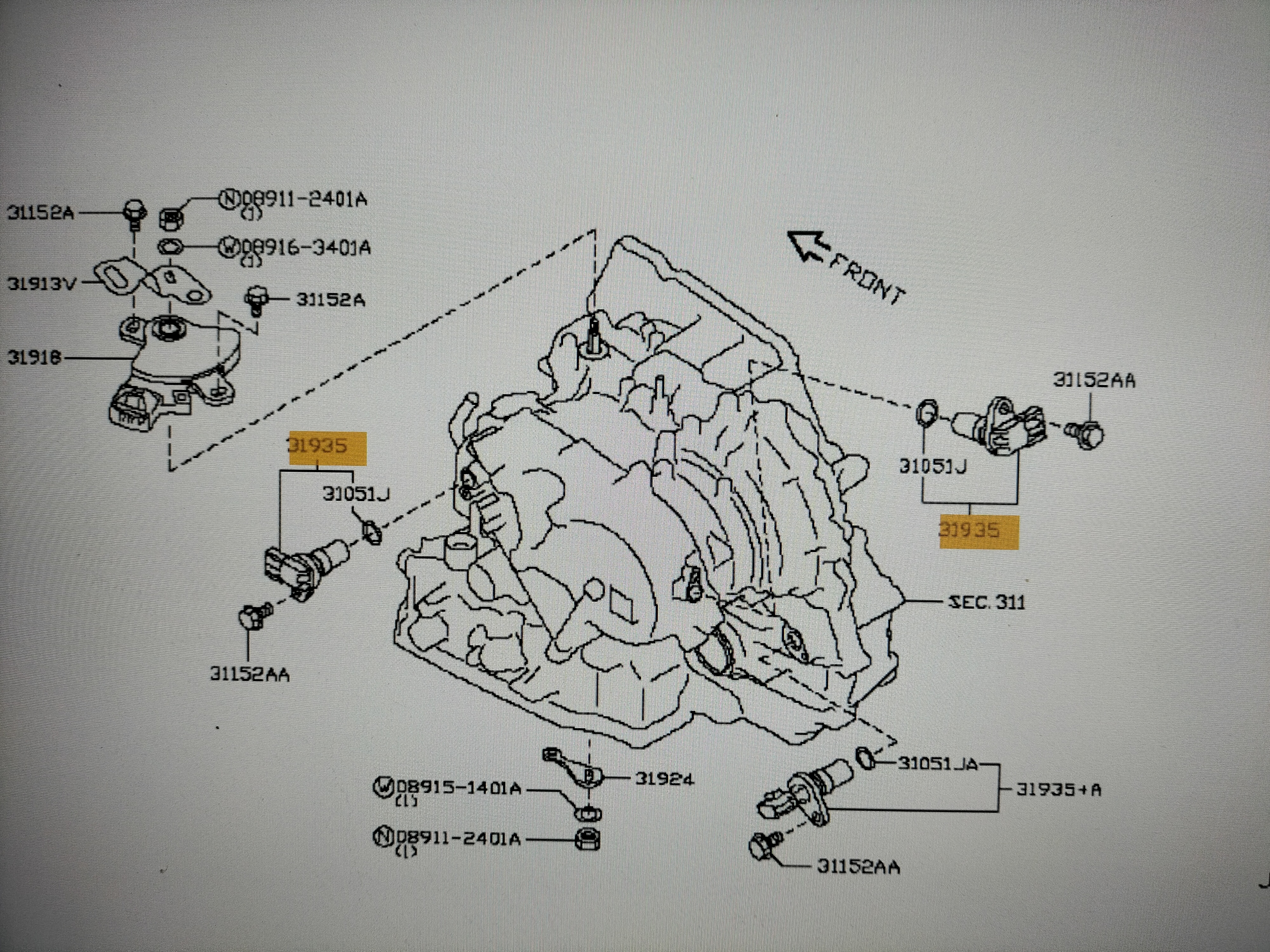 Sensor assy-revolution Nissan 31935-1XF00 C13/ CK12/ E11/ F15/ J10/ JJ10/ K12/ K13/ R52/ T31/ T32/ Z12/ Z51 Used part.